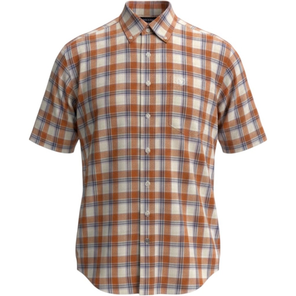 Ariat Pro Series Shirt Mens XXL Orange Plaid Short Sleeve Mesh Yoke Button Down